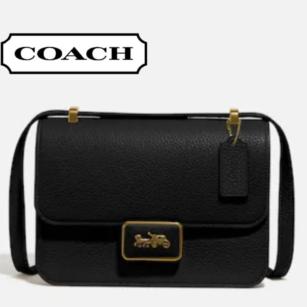 Coach RETAIL Horse And Carriage Alie Shoulder Bag- Black With Brass Hardware